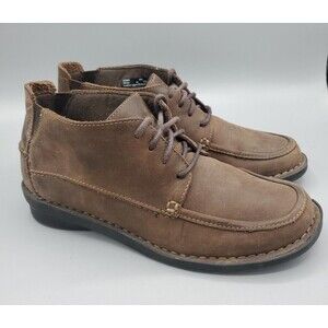 Clarks Bendables Nikki Class Brown Leather Comfort Lace Up Ankle Bootie Size 6 M